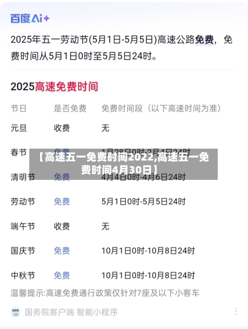 【高速五一免费时间2022,高速五一免费时间4月30日】-第2张图片