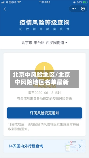 北京中风险地区/北京中风险地区名单最新