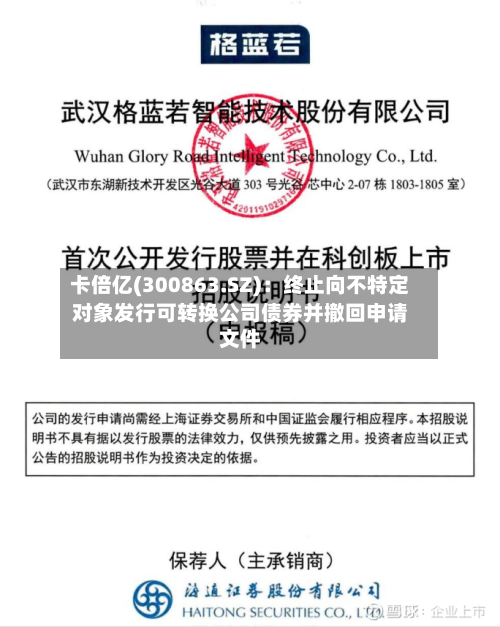 卡倍亿(300863.SZ)：终止向不特定对象发行可转换公司债券并撤回申请文件