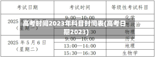 高考时间2023年科目时间表(高考日期2023)-第2张图片