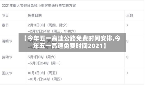 【今年五一高速公路免费时间安排,今年五一高速免费时间2021】