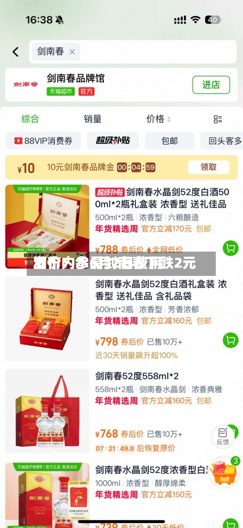 酒价内参6月2日费用发布：水晶剑南春下跌2元-第3张图片